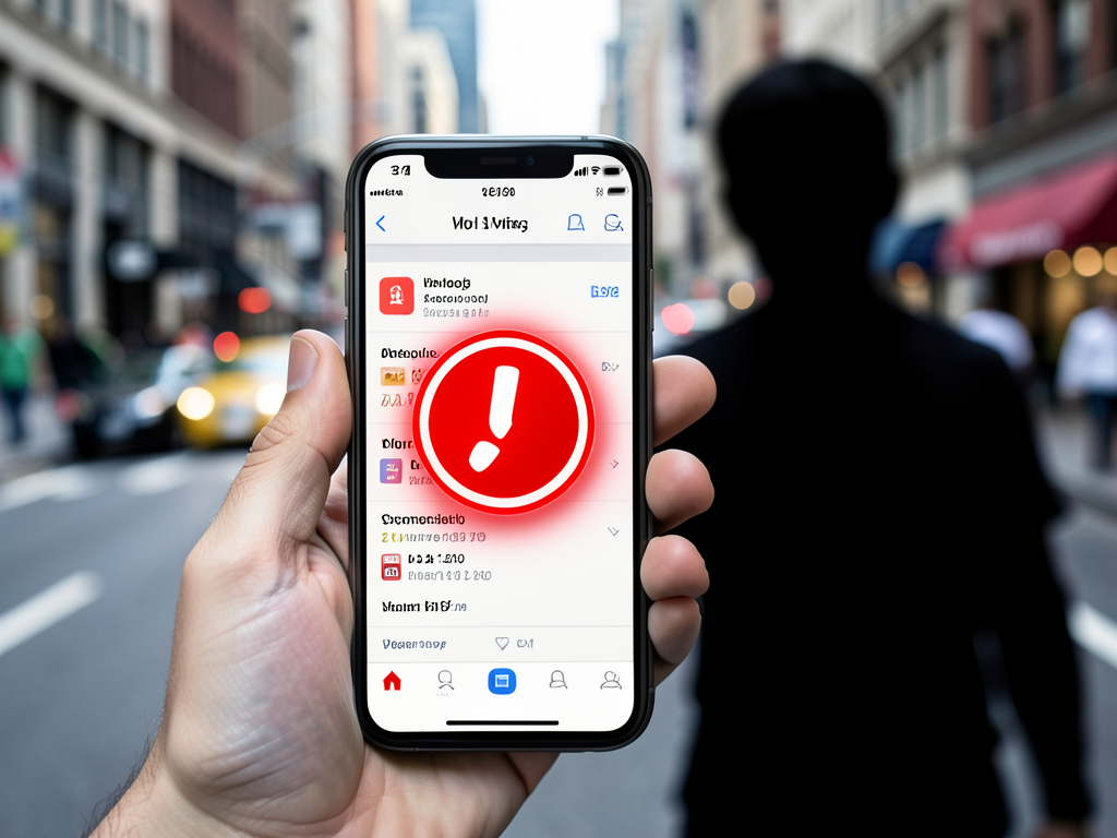 Smartphone screen showing a banking app with a warning about fraud attempts, representing mobile banking scams