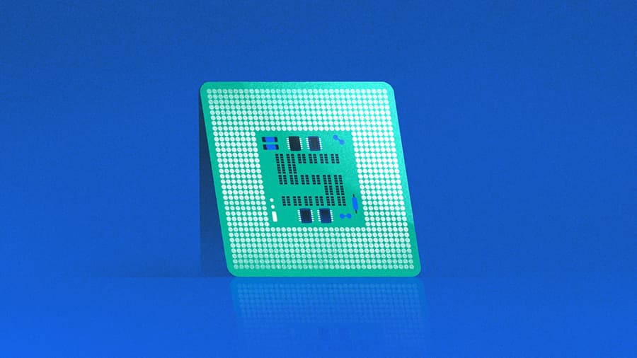 Close-up of a computer chip on a circuit board, symbolizing semiconductor industry investments