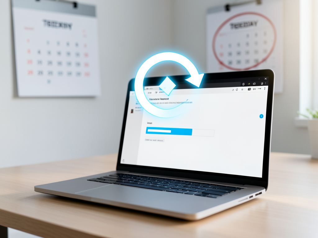 A person scheduling a computer restart reminder on a digital calendar