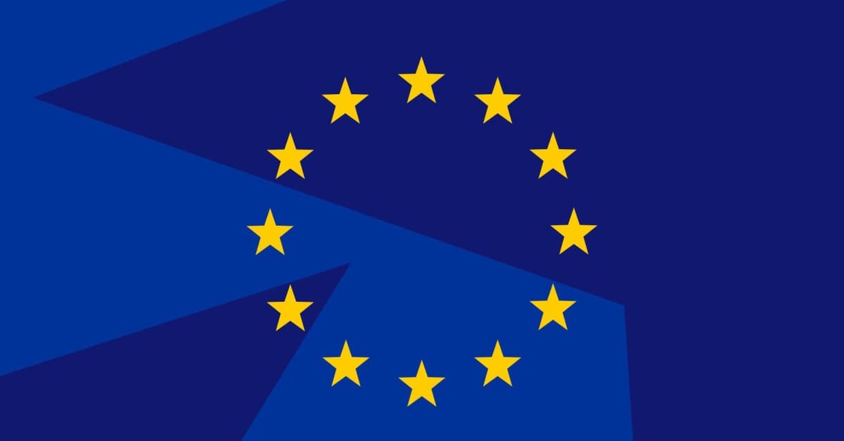 European Union flag and Google logo juxtaposed, symbolizing regulatory action against the tech giant