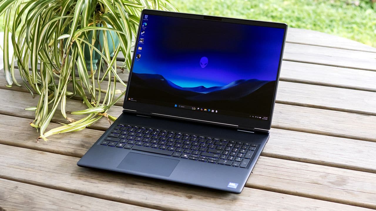 Alienware 16X Aurora gaming laptop with dark indigo chassis and 16-inch OLED display