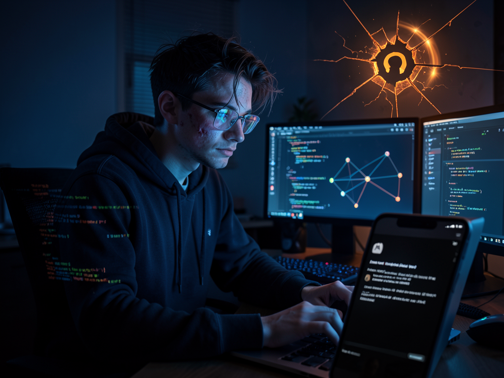Cyberattack illustration showing AI tools empowering amateur hackers