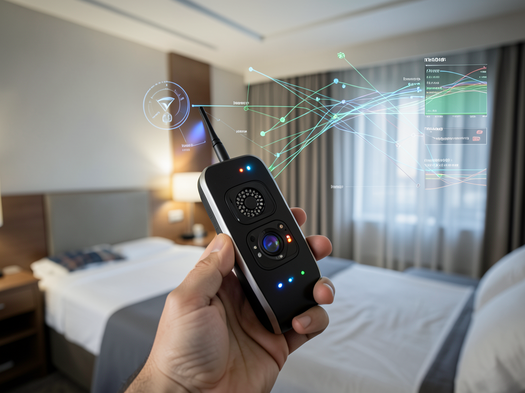ZuckOff Know device scanner detecting a hidden camera in a hotel room setting