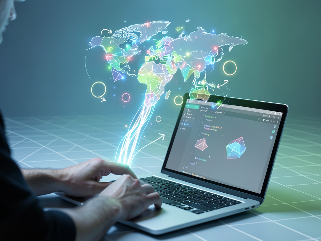 Developer typing geospatial query into AI coding assistant interface showing map results
