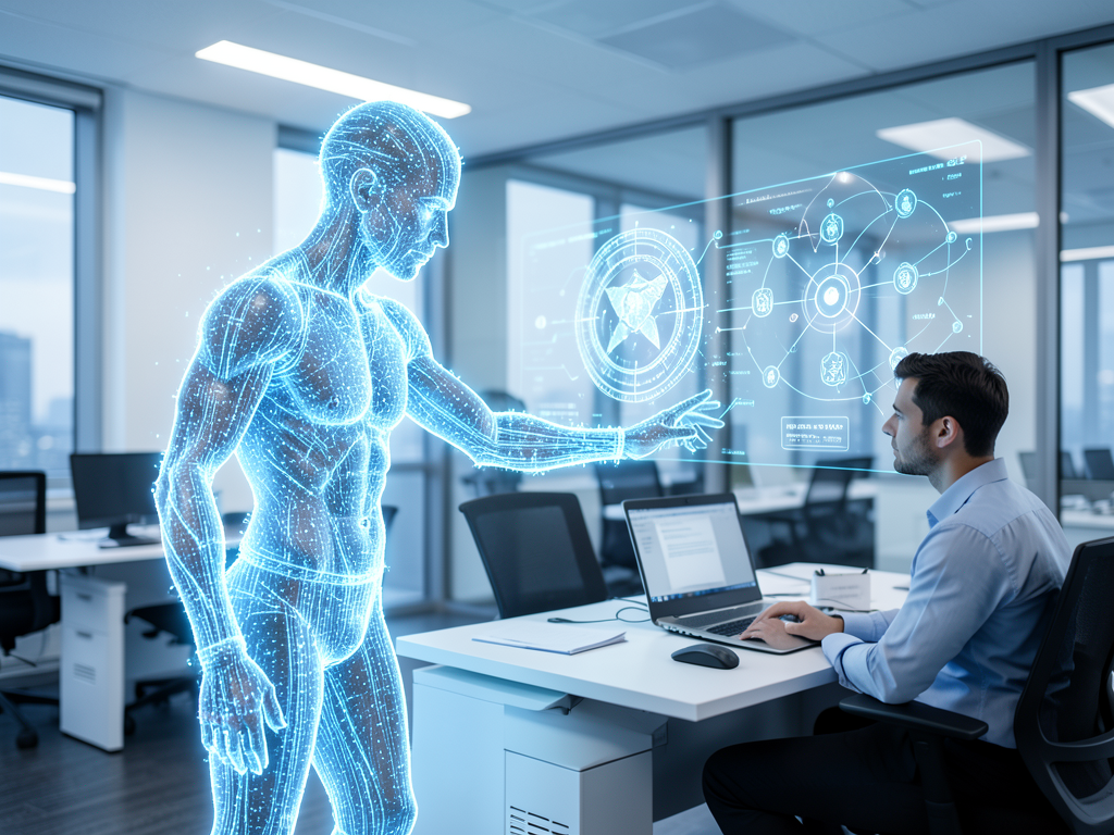 Abstract illustration of AI agents as digital entities accessing a network of enterprise systems with security controls