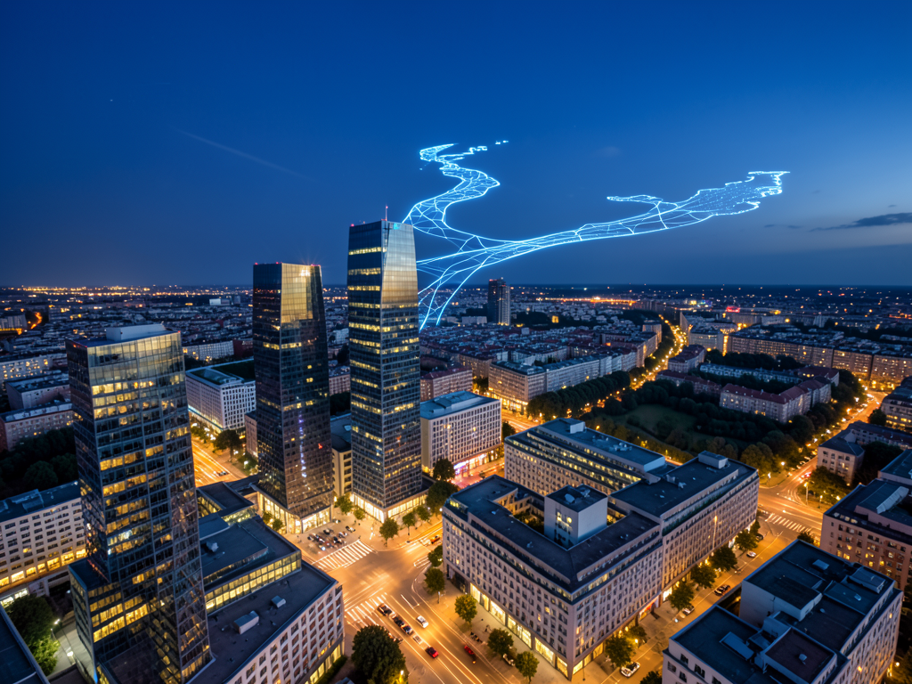 European Union flag and Austria flag with AI icon representing geopolitical competition for artificial intelligence companies