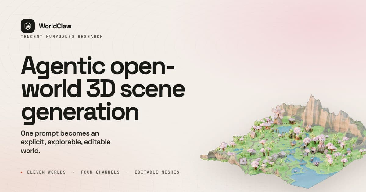 AI-generated 3D open-world landscape with mountains, river and forest from WorldClaw Agentic