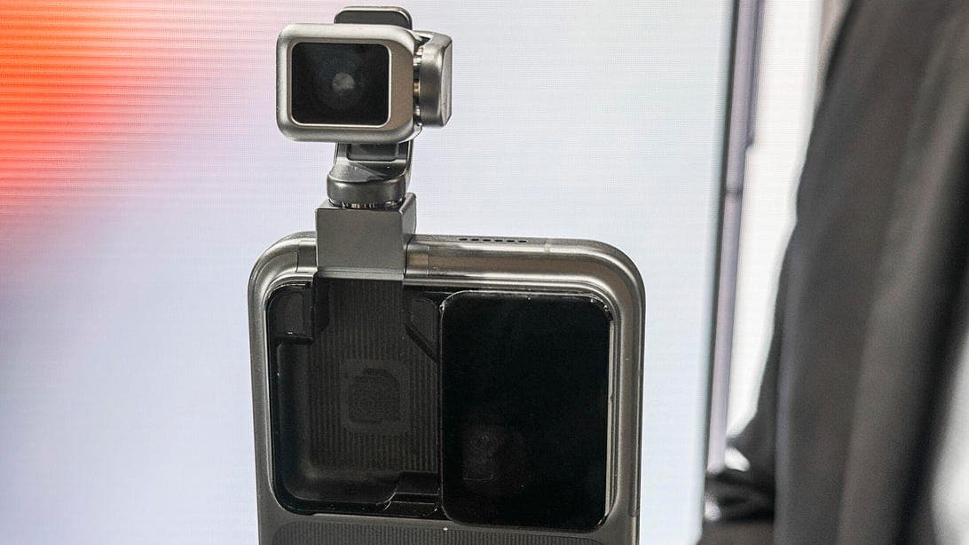 Honor robot camera phone with gimbal stabilization mechanism visible on the back