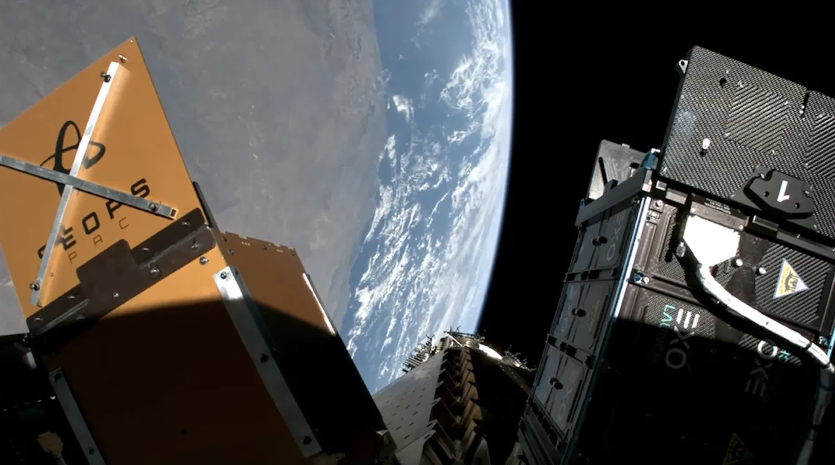 Illustration of a CubeSat with betavoltaic power system orbiting Earth