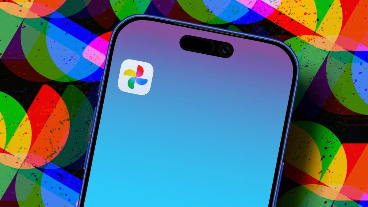 Smartphone screen showing Google Photos app interface with backup settings menu open