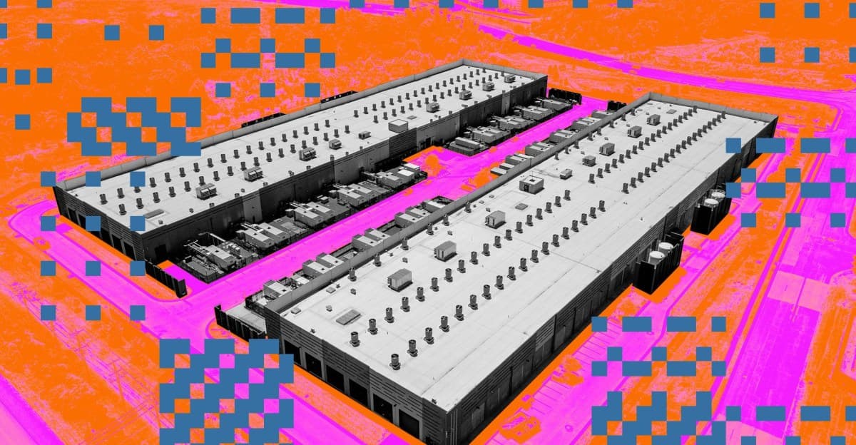 Nvidia data center with blue server racks and liquid cooling pipes highlighting water savings.