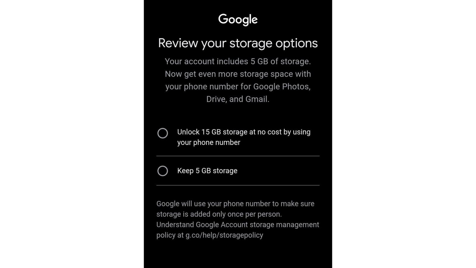 Google Tests Reduced Free Storage for New Accounts Without Phone Number