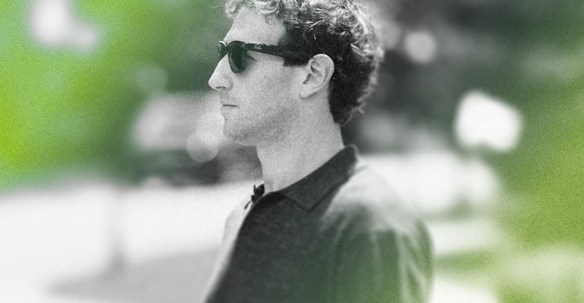 Mark Zuckerberg wearing sunglasses at a public event, representing Meta's AI vision