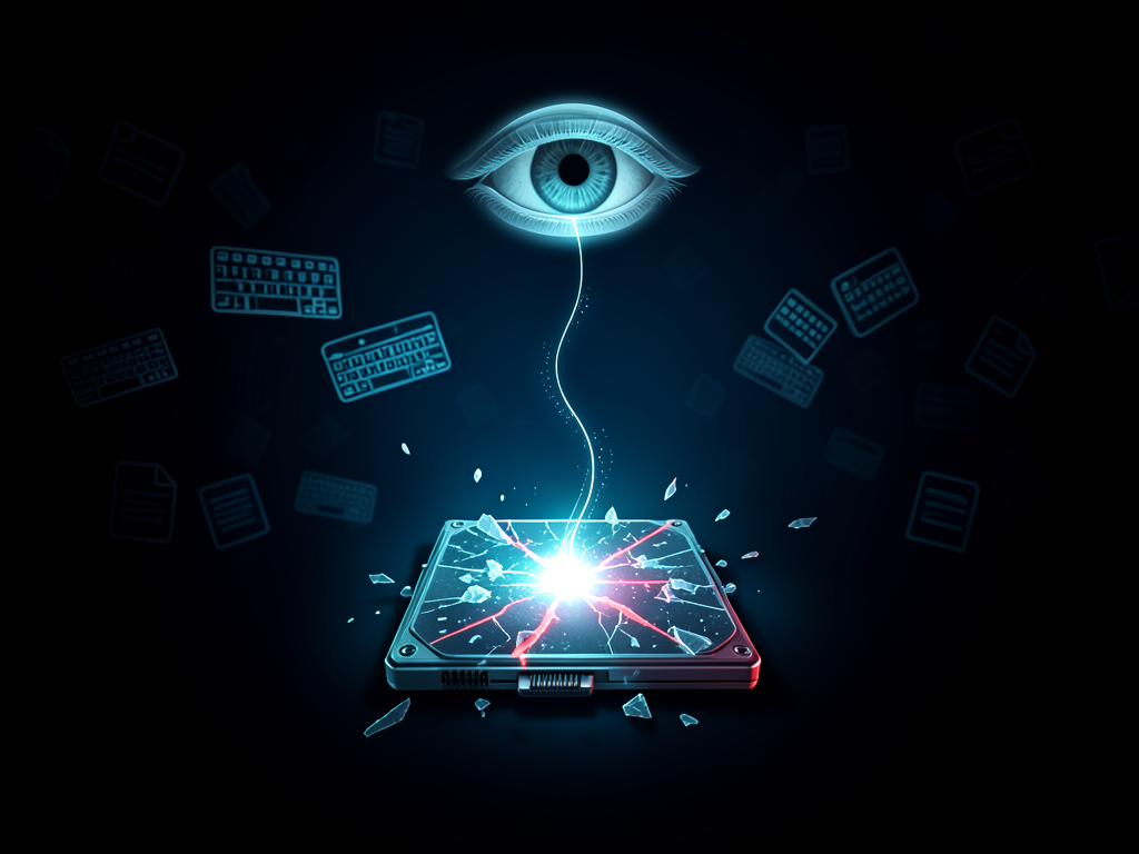 GigaWiper malware threat illustration with hard drive and screen icons