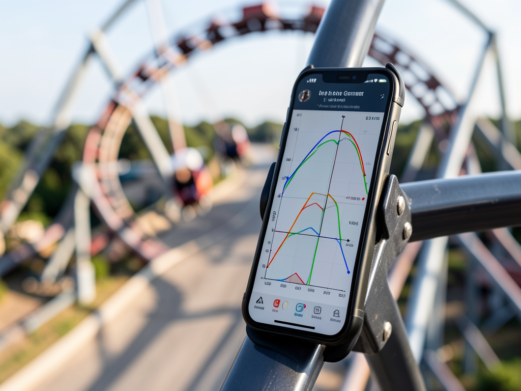 Students using smartphones on a roller coaster to measure acceleration for physics class.