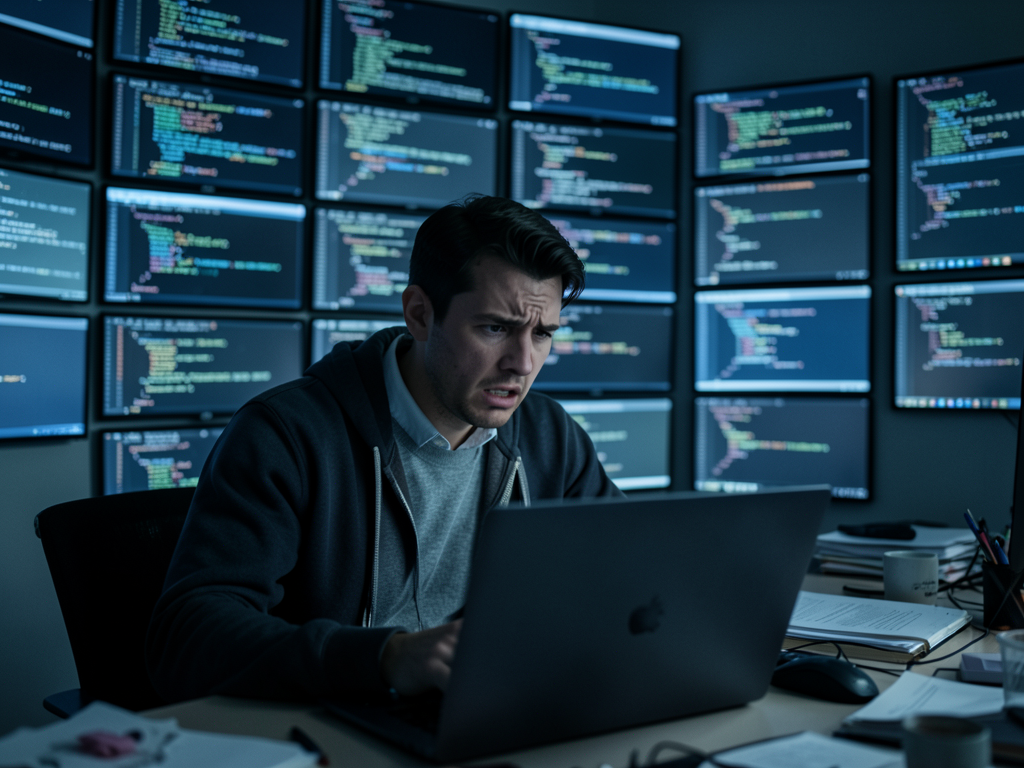 Software developers collaborating at a hackathon event
