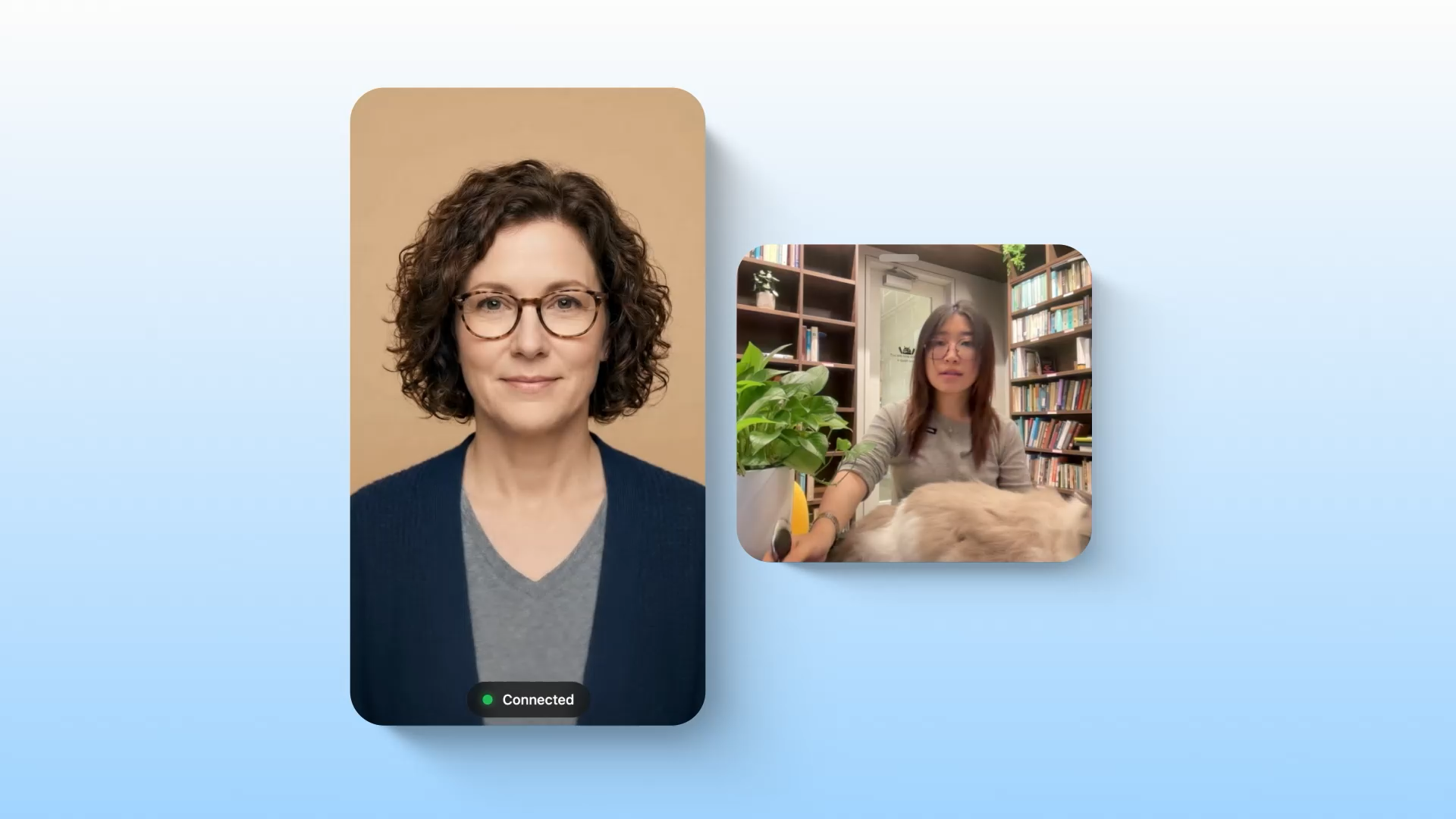 Representation of Google's Gemini Live Avatar interface showing a digital human face lip-syncing to speech