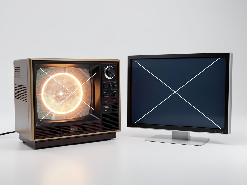 A diagram showing diagonal measurement on a flat-screen television illustrating the historical standard