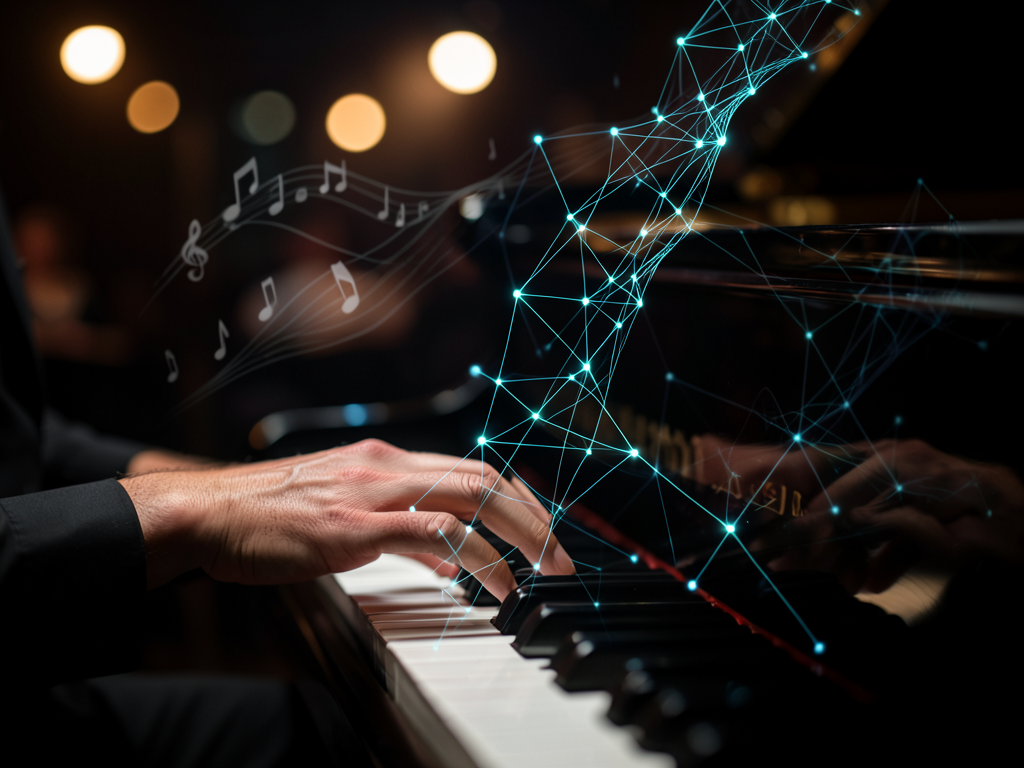 AI learning jazz pianist style through cross-attention conditioning