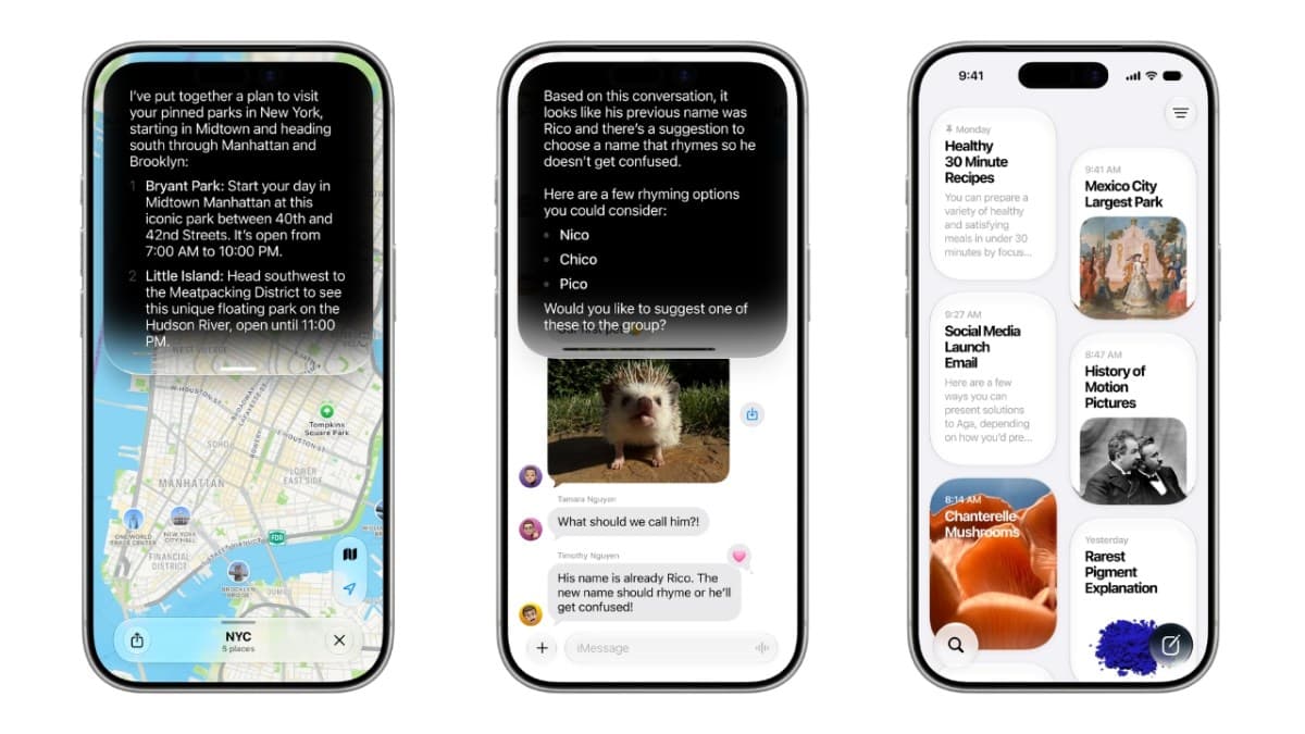 iPhone screen showing Siri AI interface with new contextual features in iOS 27 public beta