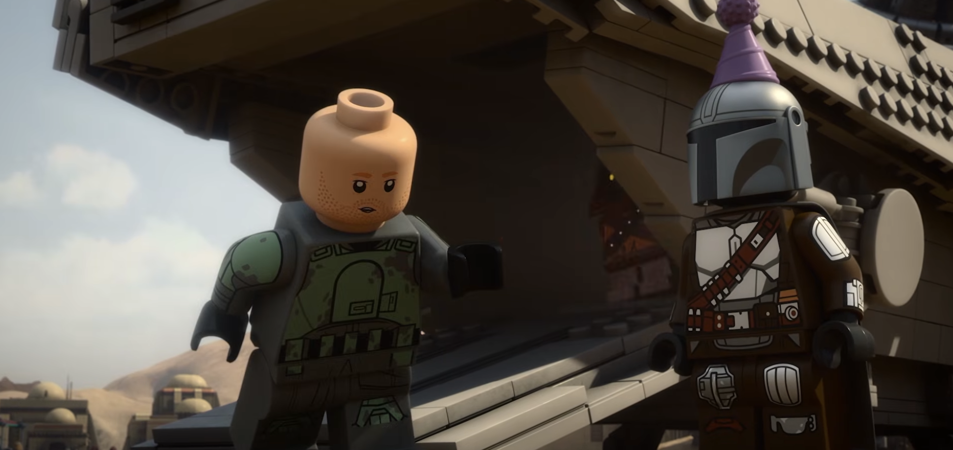 Lego Star Wars set featuring Grogu from The Mandalorian with buildable scenes
