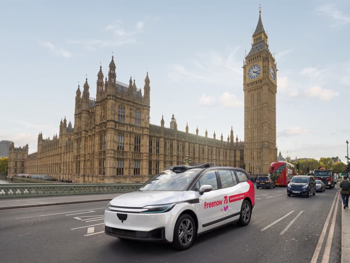 Apollo Go autonomous vehicle in London street testing