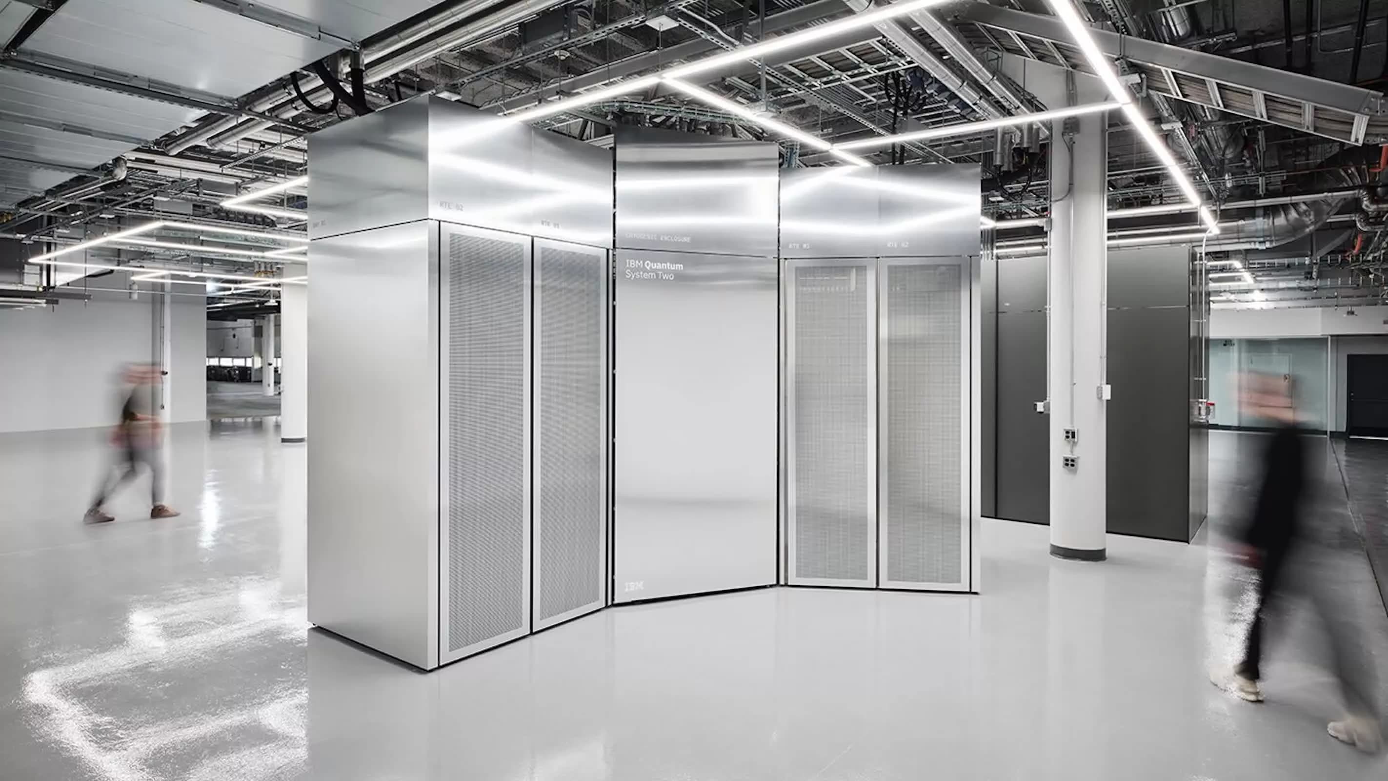 Quantum computer processor with glowing qubits in a cryogenic chamber