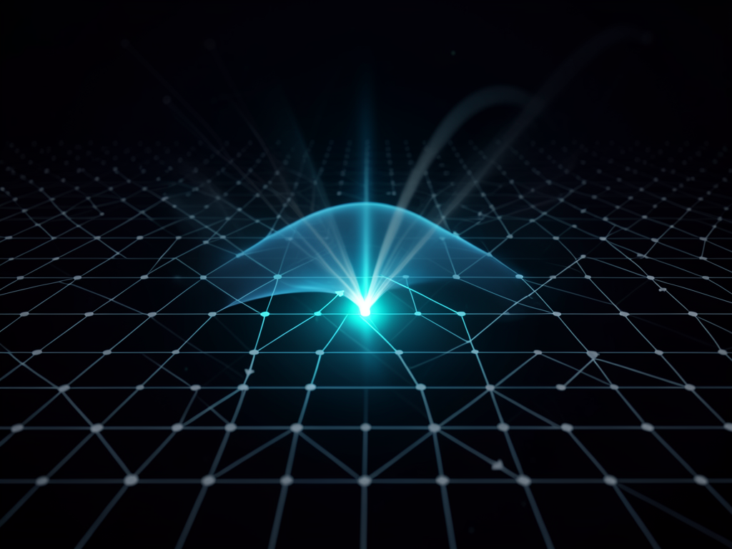 Mathematical visualization of a lattice with highlighted short vector and gradient curves