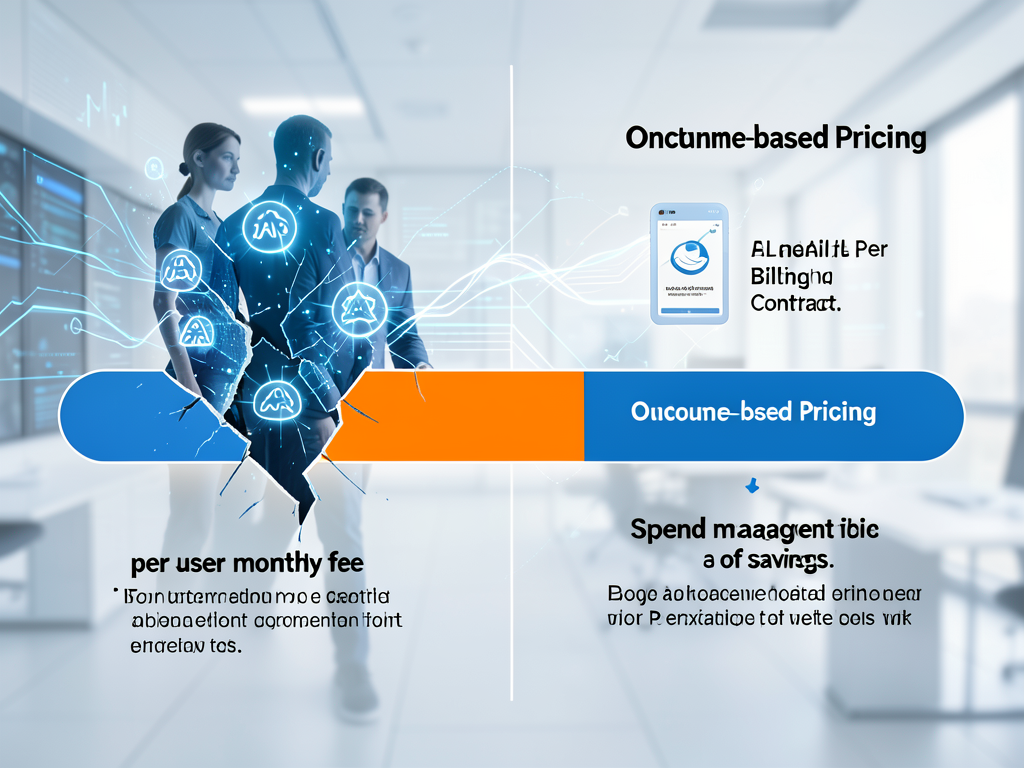 Abstract illustration of descending stock prices overlaid with a fading subscription pricing model and a rising graph of AI-p