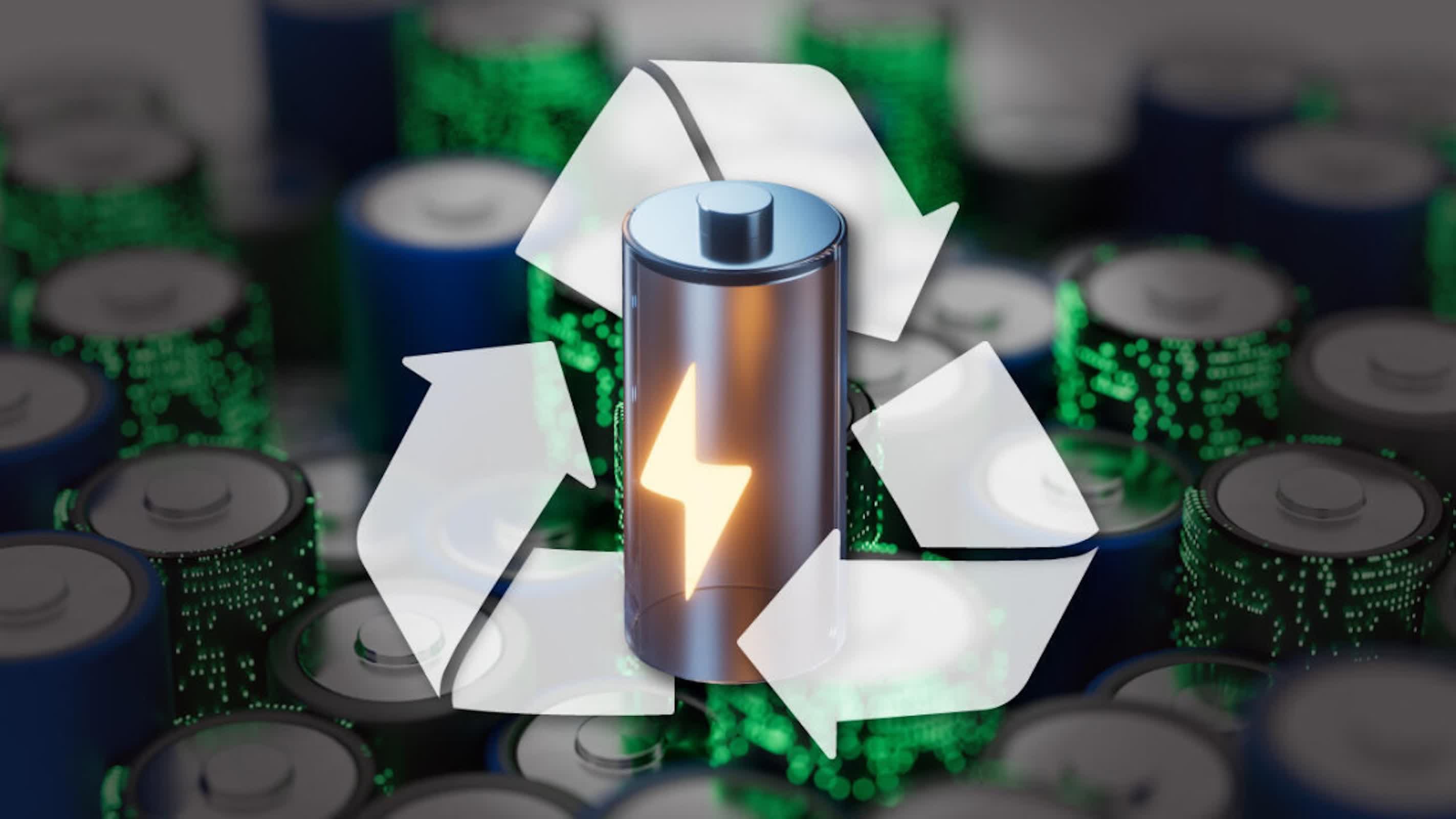Close-up of lithium-ion battery electrodes showing buildup layer being treated by chemical process