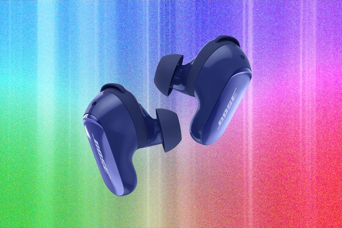 Close-up of modern noise-canceling earbuds in a charging case
