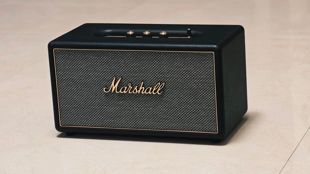 The Marshall Stanmore IV Bluetooth speaker with vintage amplifier design in black