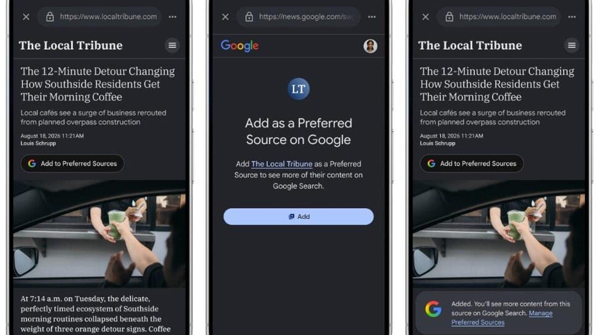 Smartphone displaying Google Discover feed with natural language customization option